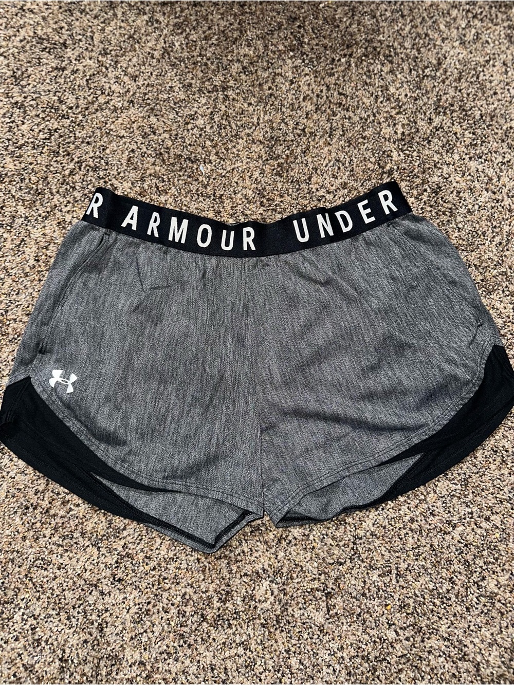 Under Armour Women’s Gray Athletic Shorts with Black Waistband